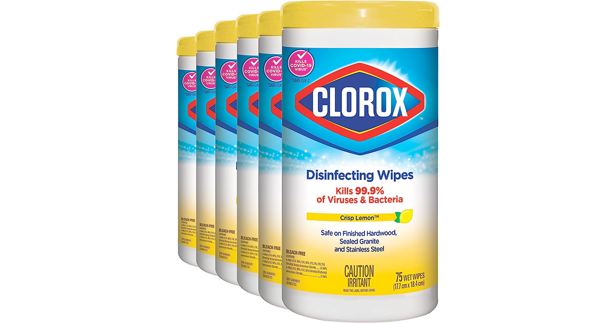 Amazon：Clorox Disinfecting Wipes (75 Wipes, 6 Canisters)只賣$21.22