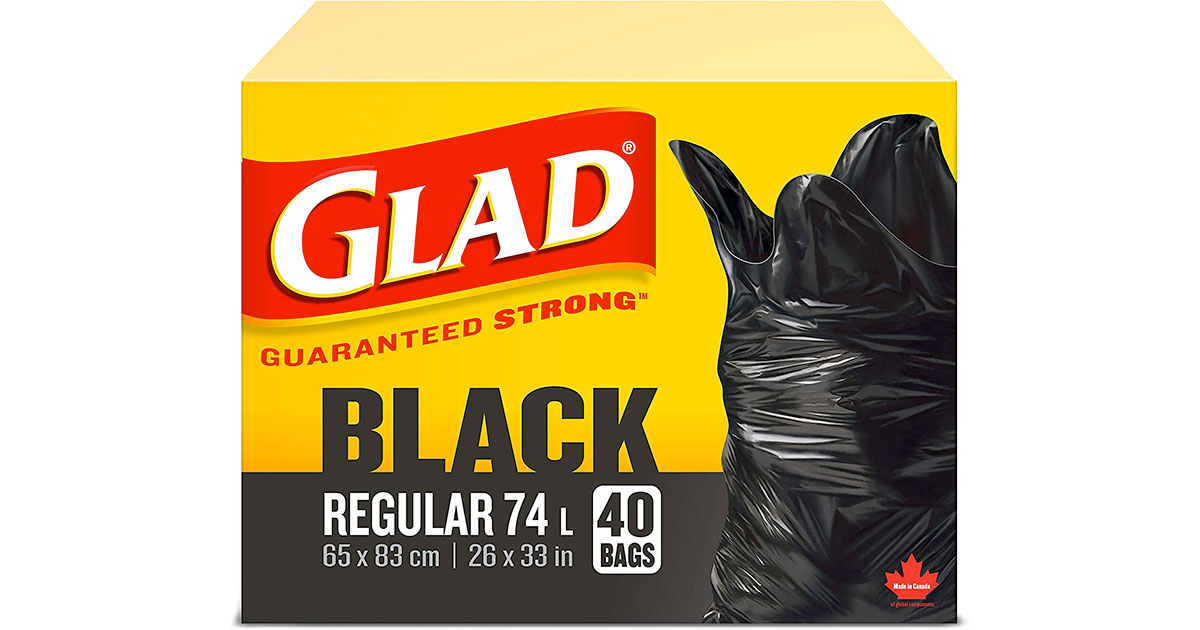 Amazon：Glad Black Garbage Bags (40 Bags, 74L)只卖$8.87