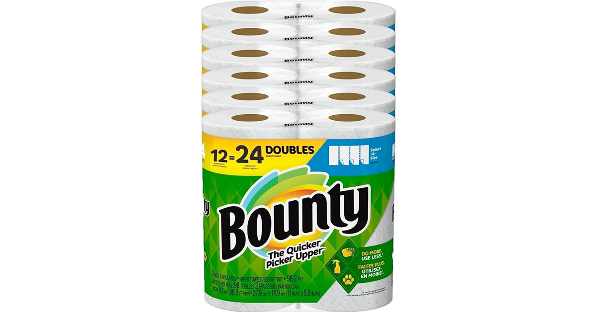 Amazon：Bounty Select-A-Size Paper Towels (12 Double Rolls)只賣$29.57