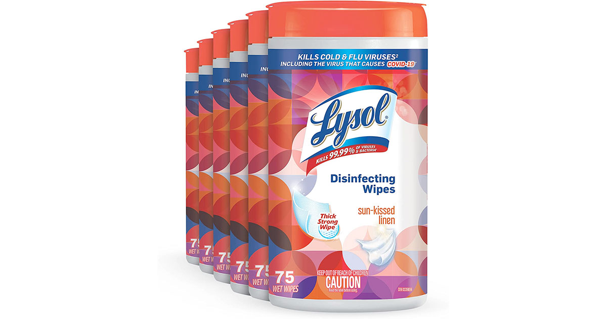 Amazon：LYSOL Disinfecting Wipes (6 x 75 Count)只賣$20.07