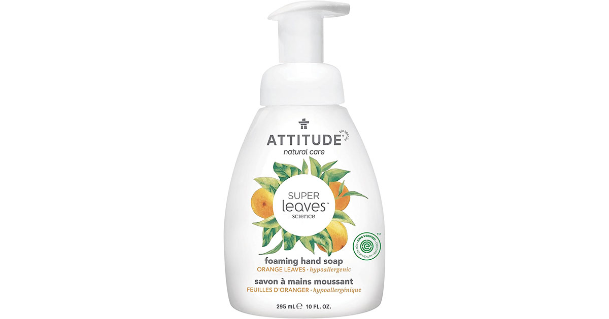 Amazon：ATTITUDE Super Leaves, Hypoallergenic Natural Foaming Hand Soap (295ml)只賣$3.47
