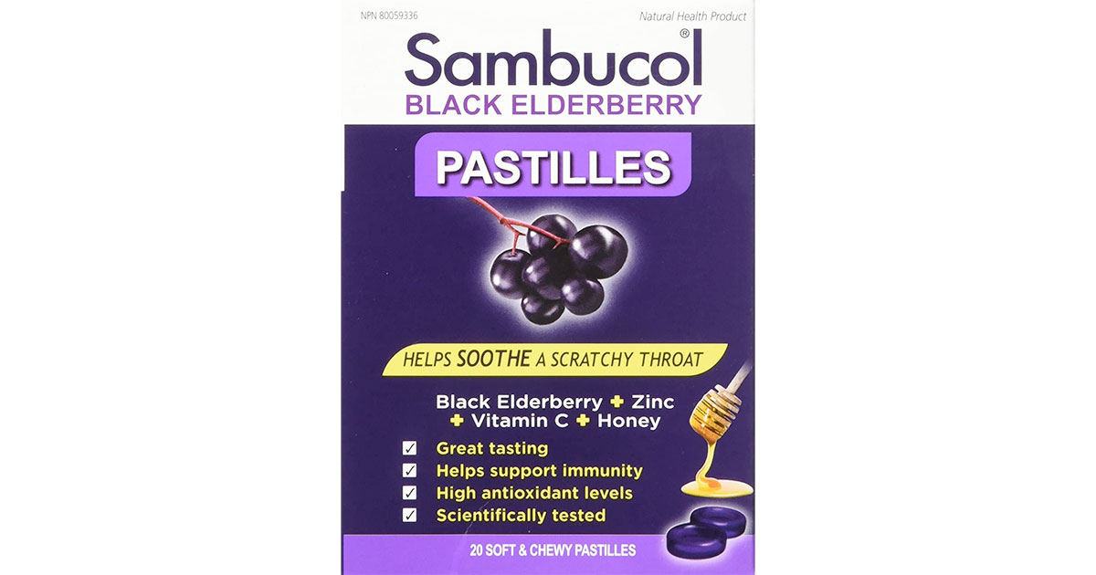 Amazon：Sambucol Black Elderberry Pastilles (20 Pastilles)只卖$5