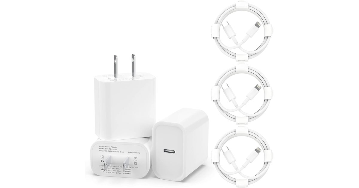 Amazon：3 Lightning Cable + 3 USB C Wall Charger只賣$16.99
