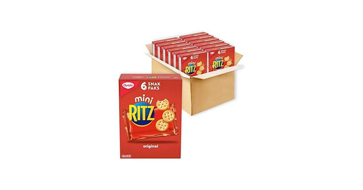 Amazon：Ritz Crackers (6 Mini Snack Packs in 1 Box, 12 Boxes)只卖$20.13