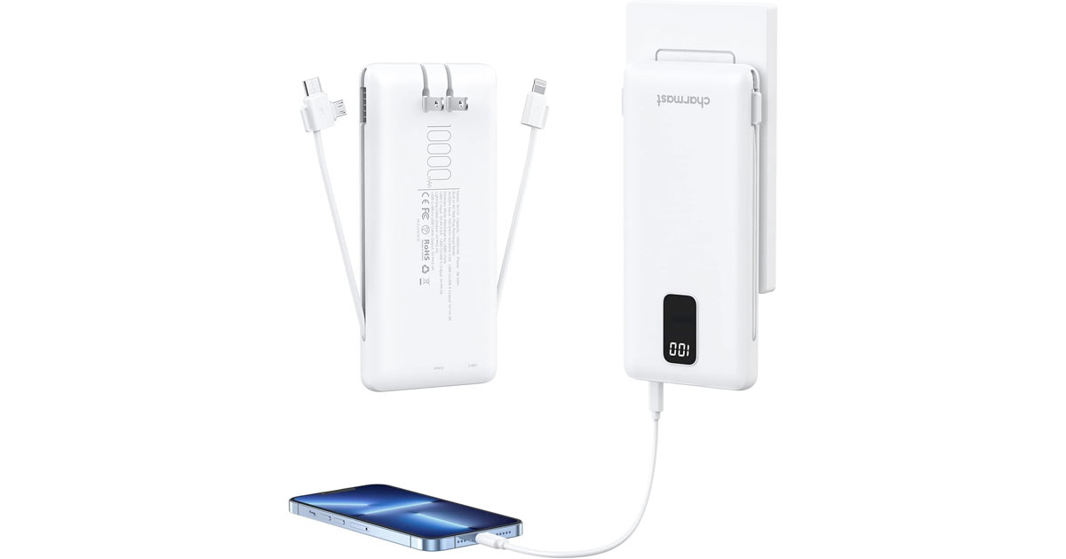Amazon：Portable Charger with Built in Cable (10000 mAh)只賣$20.19