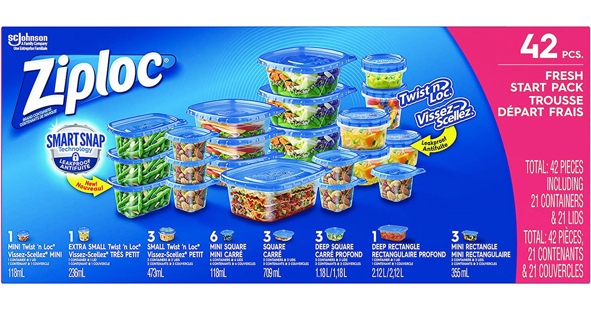 Amazon：Ziploc Food Storage Meal Prep Containers (42 pcs set)只卖$10