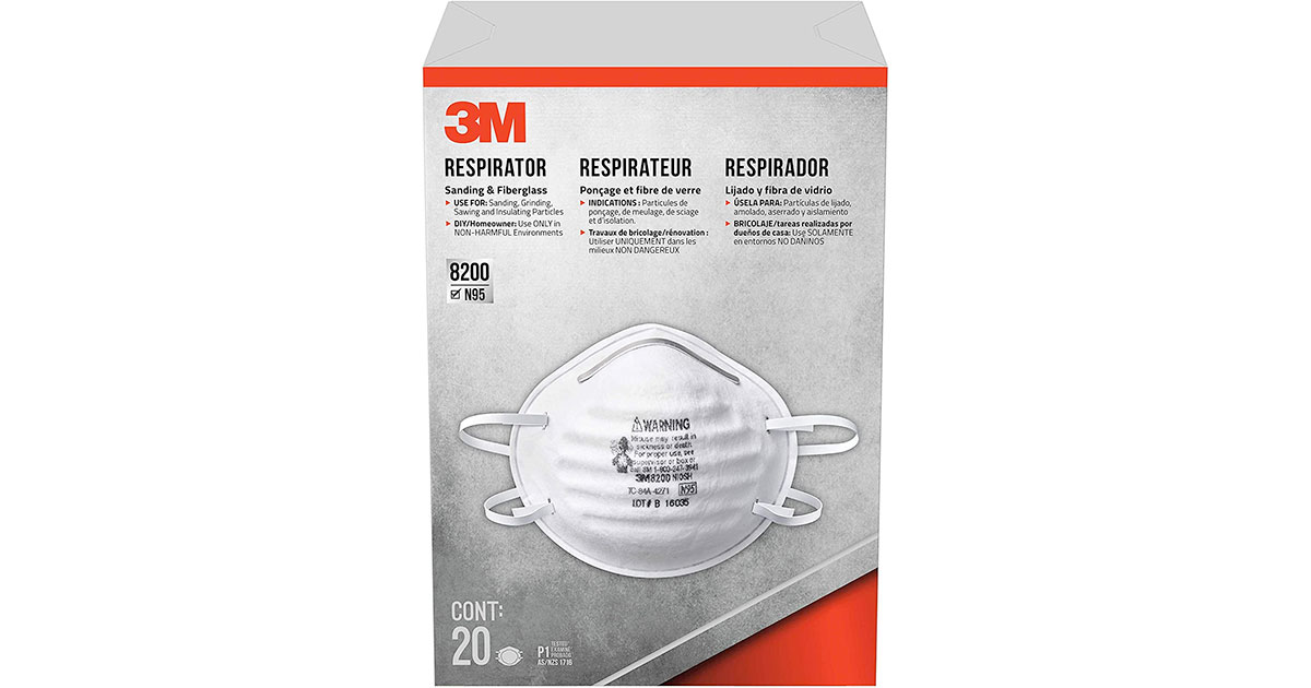 Amazon：3M Sanding and Fiberglass Non-vented N95 Respirator (20 Masks)只賣$12.93