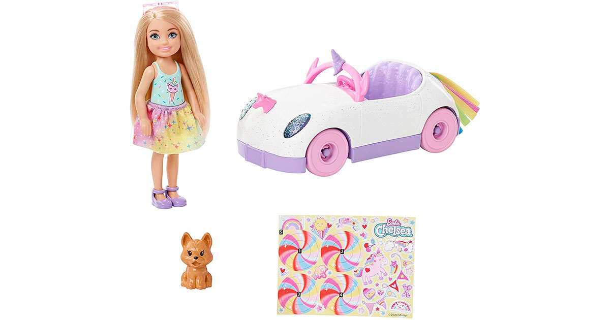 Amazon：Barbie Chelsea Doll & Unicorn Toy Car只卖$19.99