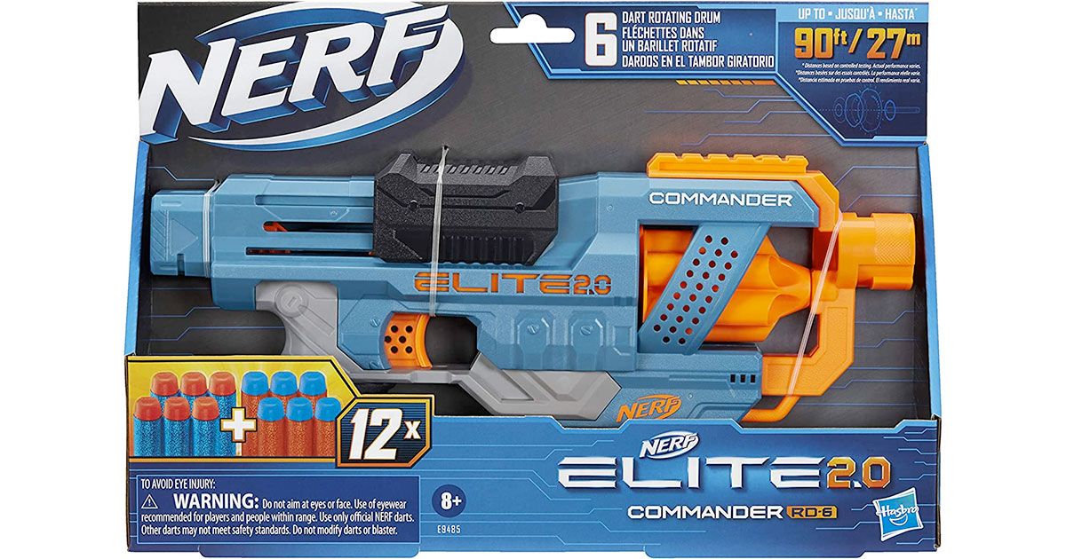Amazon：Hasbro Nerf Elite 2.0 Commander RD-6 Blaster + 12 Official Nerf Darts只賣$11.37