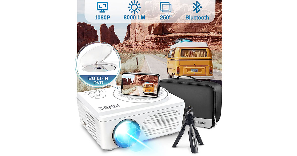 Amazon：Portable Projector + Built-in DVD只賣$44.99