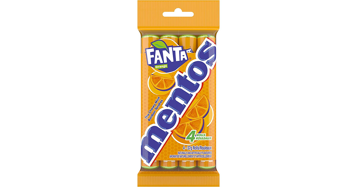 Amazon：Mentos Chew Mint – Fanta Orange flavour (4 x 37g)只賣$2.79(只限Amazon Prime會員)