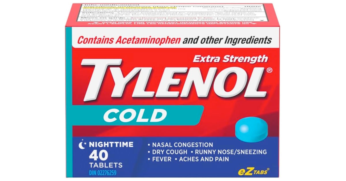 Amazon：TYLENOL Extra Strength Cold eZ Tabs Nighttime (40 Tablets)只賣$16.86