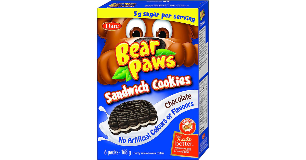 Amazon：Bear Paws Sandwich Cookies Chocolate (每盒6包) 三盒只卖$7