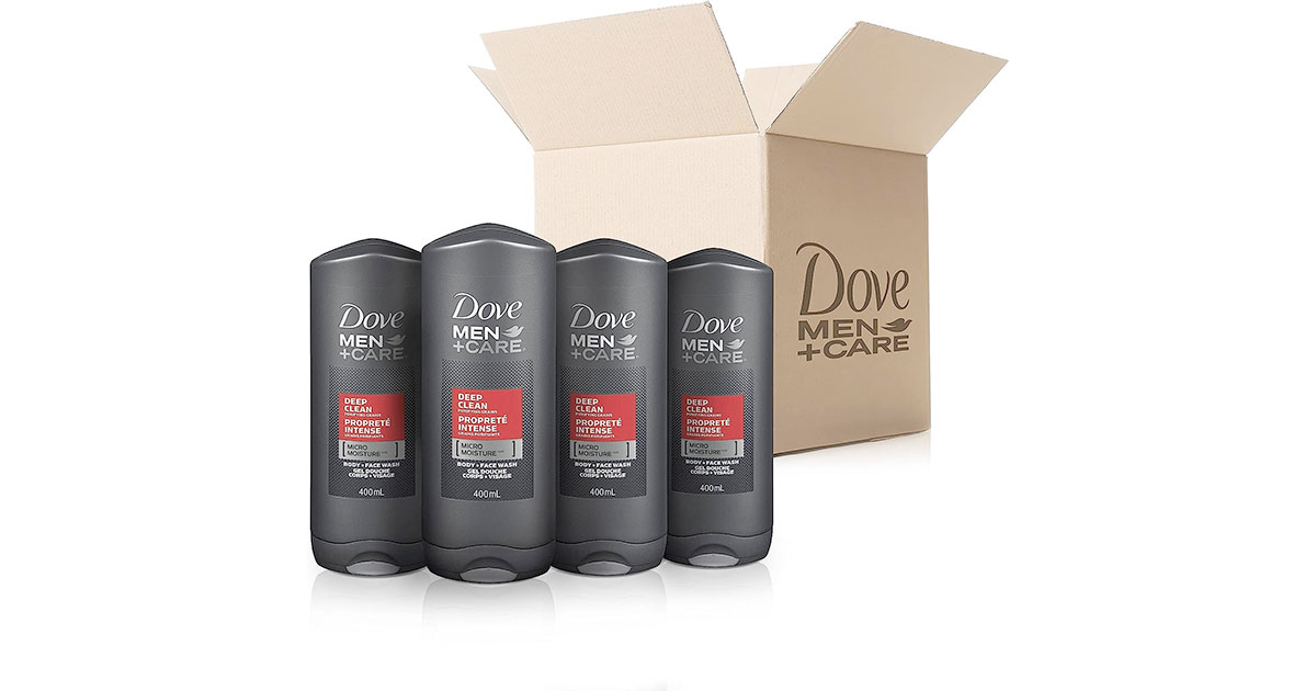 Amazon：Dove Men+Care Exfoliating Deep Clean Body and Face Wash (400ml x 4)只賣$13.42