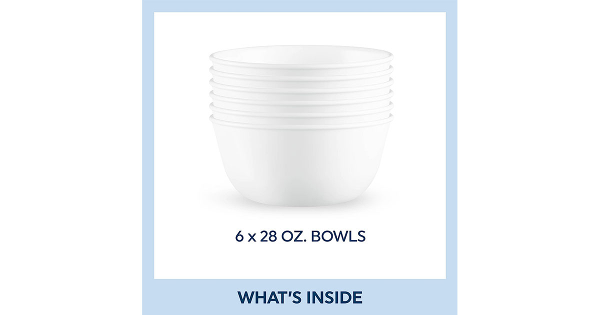 Amazon：Corelle Vitrelle 28oz Soup/Cereal Bowls (Set of 6)只卖$26.42