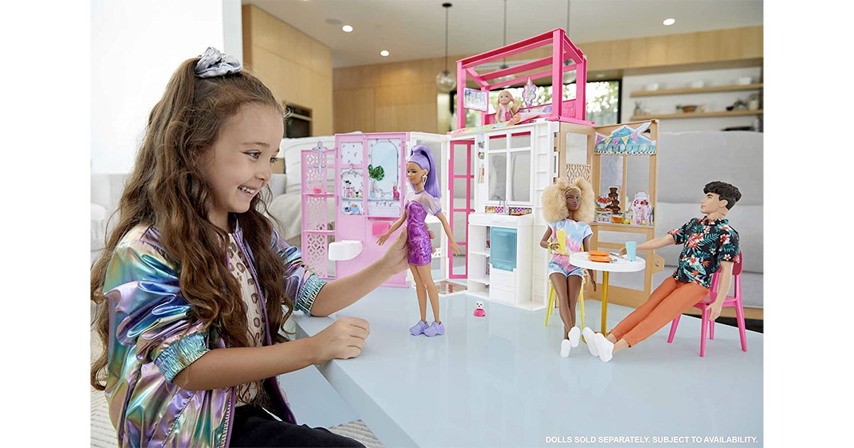 Amazon：Barbie Dollhouse with 2 Levels & 4 Play Areas只卖$39.99
