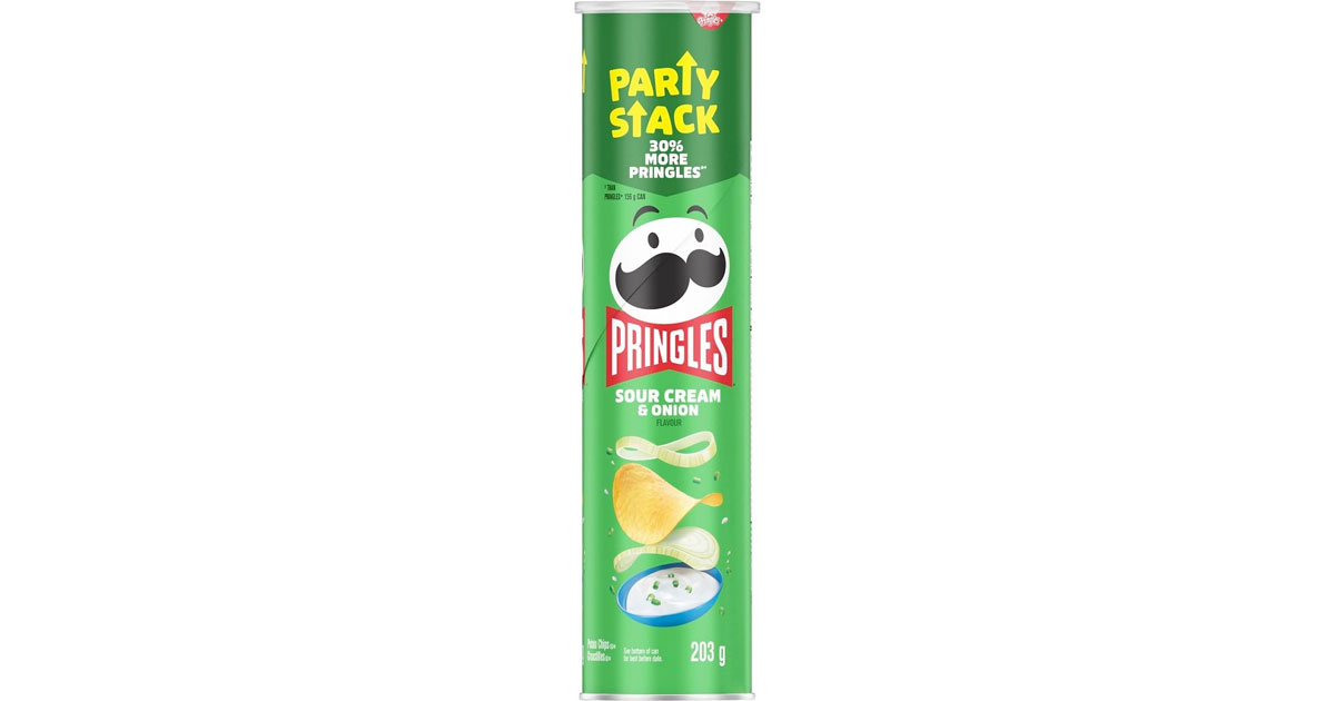 Amazon：Pringles Mega Can Sour Cream & Onion Flavour (203g)两樽只卖$5