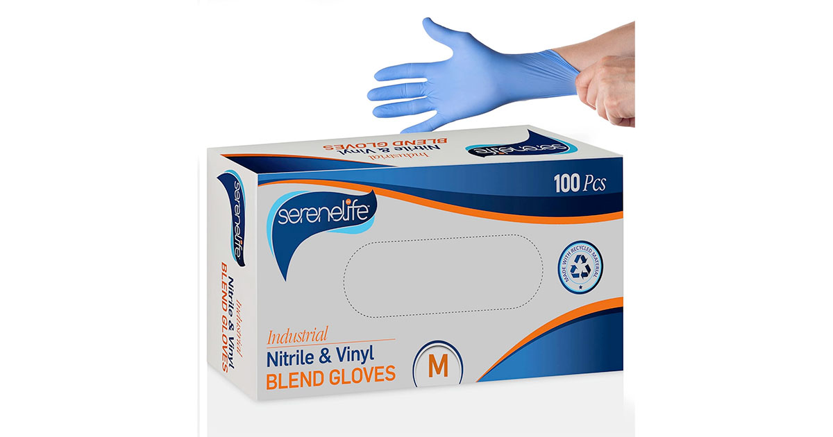Amazon：Nitrile and Vinyl Blend Disposable Gloves (100 pcs)只賣$9.99