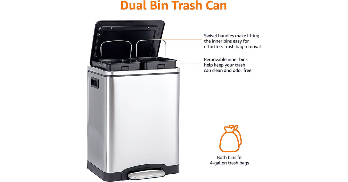 Amazon Basics 30L Dual Bin Soft-Close Trash只賣$87.82