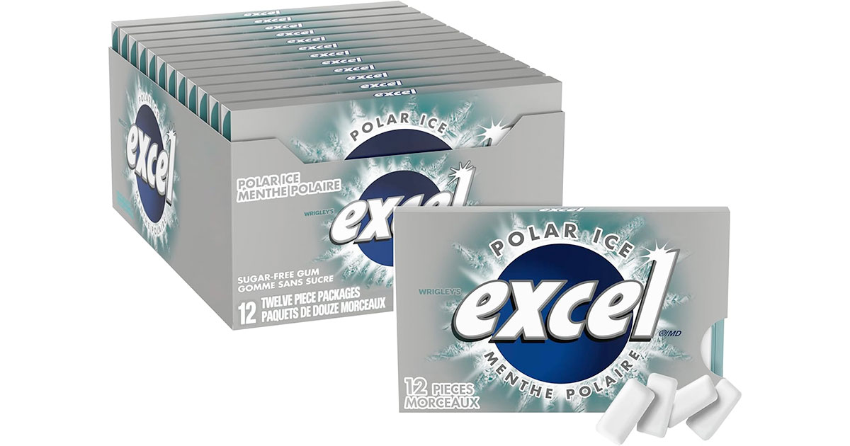 Amazon：Excel Polar Ice Flavoured Gum (12 x 12)只賣$9.26