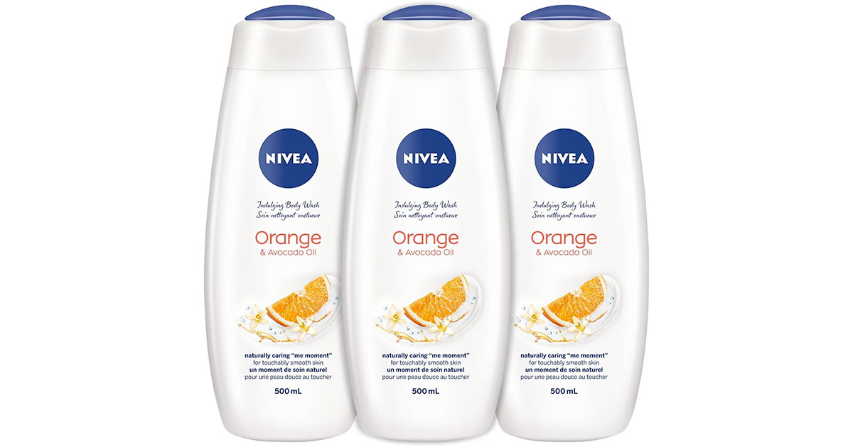 Amazon：NIVEA Orange & Avocado Oil Body Wash (3 x 500ml)只卖$10.10
