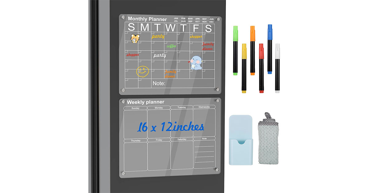 Amazon：Acrylic Magnetic Calendar + 6 Markers只賣$16.99