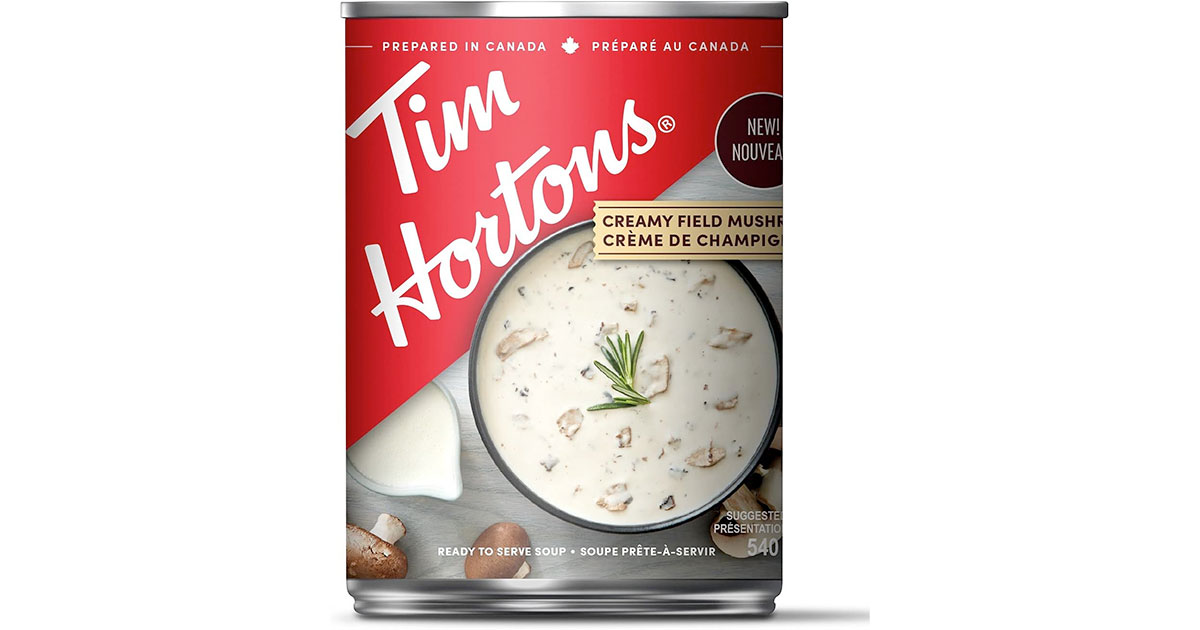 Amazon：Tim Hortons Cream of Mushroom Soup (540ml)只賣$1.97