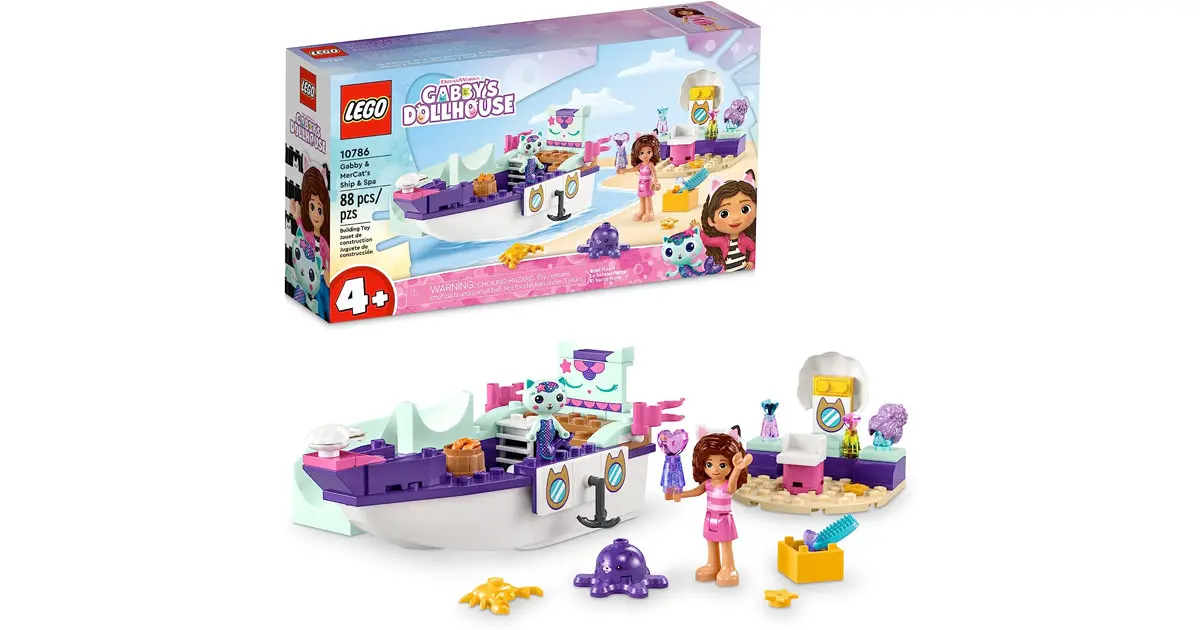Amazon:LEGO Gabby’s Dollhouse Gabby & Mercat’s Ship & Spa 10786 (88 pcs)只賣$18.17