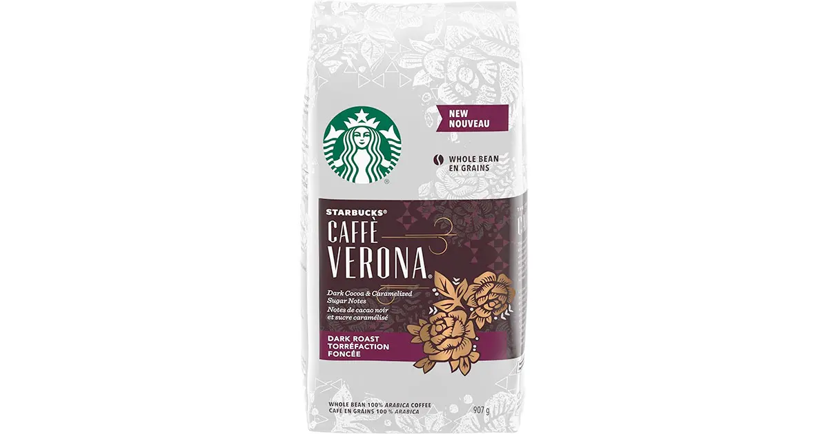 Amazon：Starbucks Caffe Verona Whole Bean Dark Roast Coffee (907g)只卖$16.99