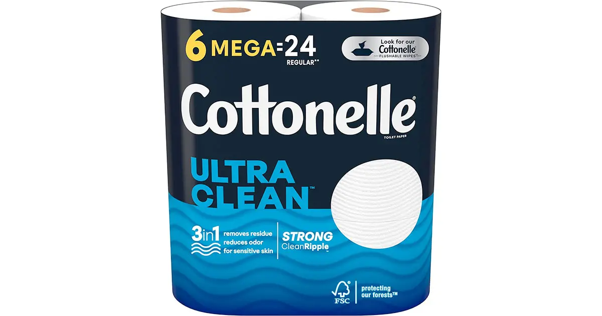 Amazon：Cottonelle Ultra Clean Toilet Paper (6 Mega Rolls, 312 Sheets per Roll)只賣$5.79