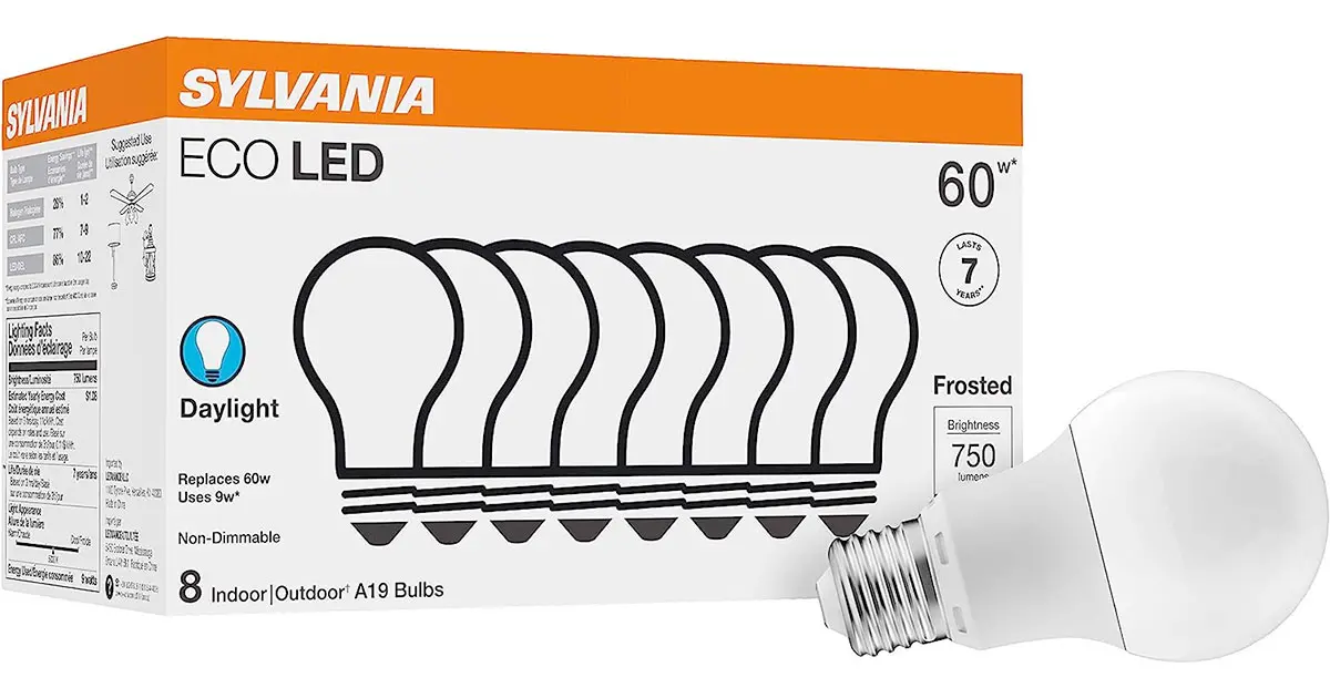 Amazon：Sylvania A19 LED Light Bulb (8 Pack)只賣$11.91