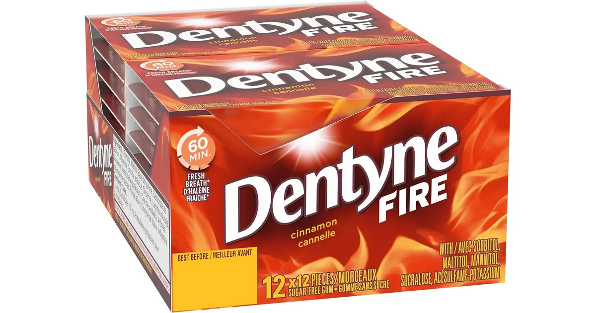Amazon：Dentyne Fire Sugar-Free Gum Bubble Gum (12 Pack)只卖$9.76