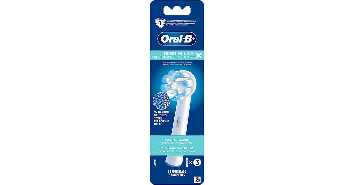 Amazon：Oral B Sensitive & Gum Replacement Brush Heads (3 Count)只卖$15.05