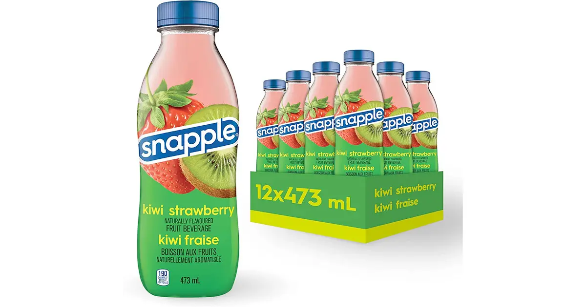 Amazon：Snapple Naturally Flavoured Fruit Beverage Kiwi- Strawberry (473ml x 12)只卖$11.99
