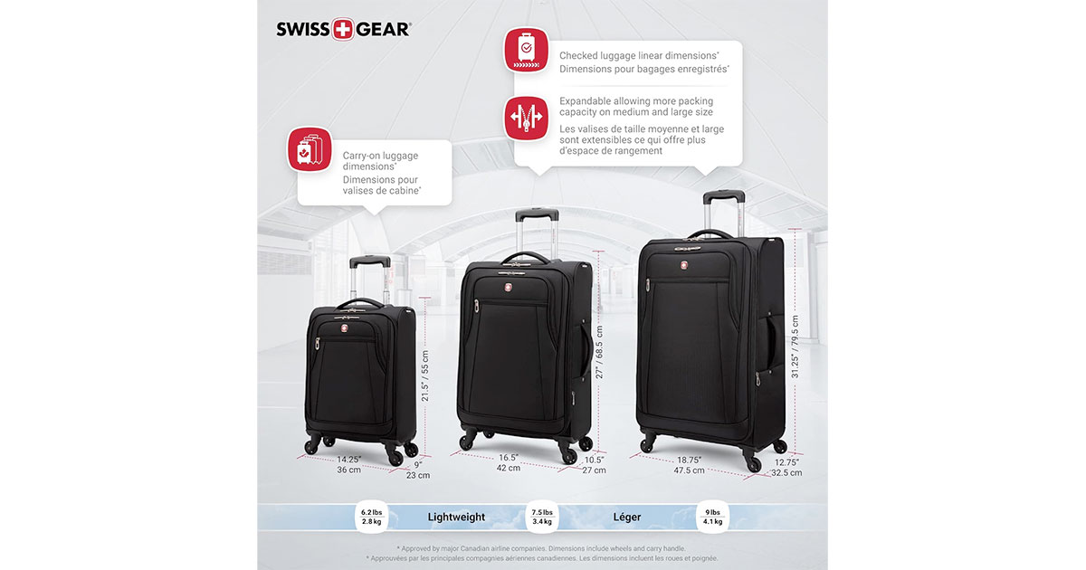 Amazon:SWISSGEAR Softside Luggage (3 Piece Set)只賣$269.99
