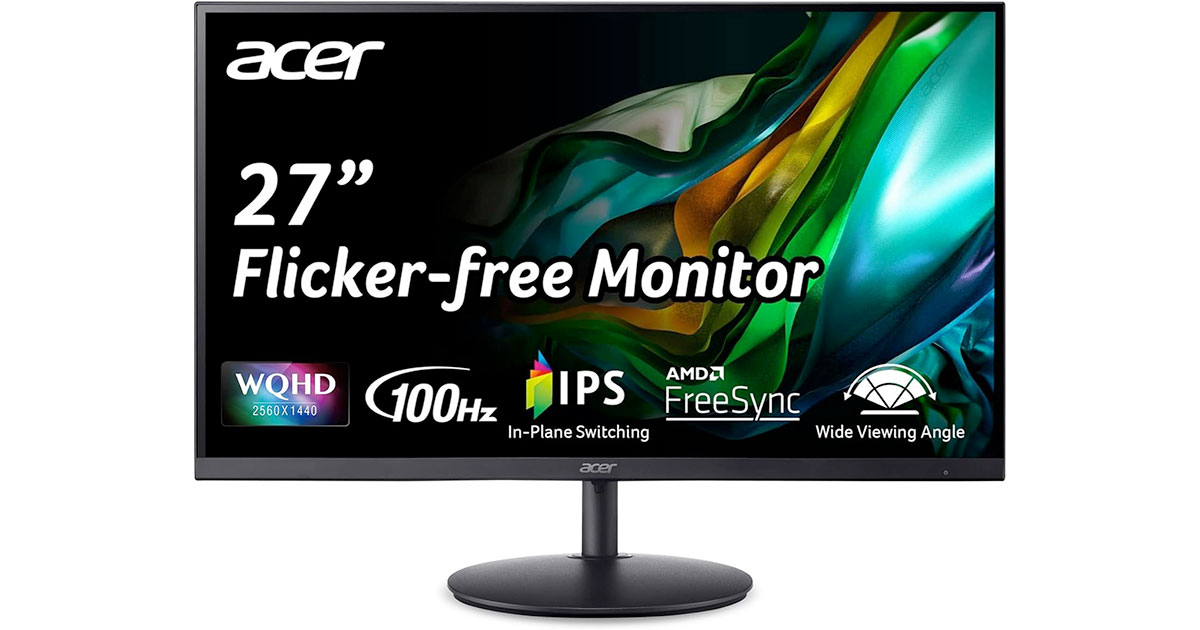 Amazon：Acer 27″ WQHD (2560 x 1440) Widescreen IPS Monitor只賣$147.62