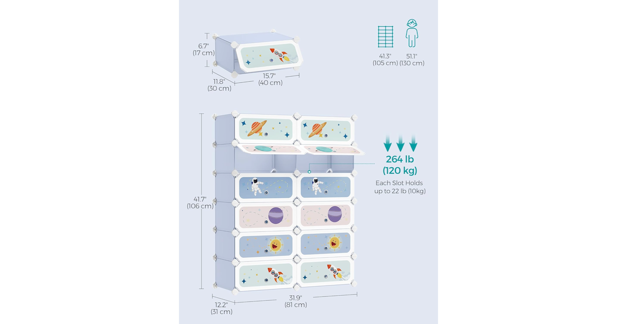 Amazon：Kids’ Stackable Shoe Rack with Doors (12-Slot)只賣$32.99