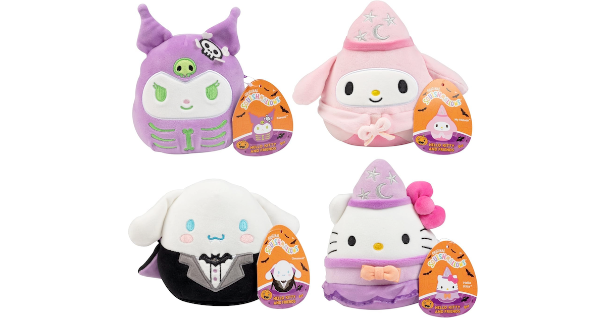 Amazon:Squishmallows 5″ Hello Kitty & Friends Halloween 4-Pack Plush只賣$29.95