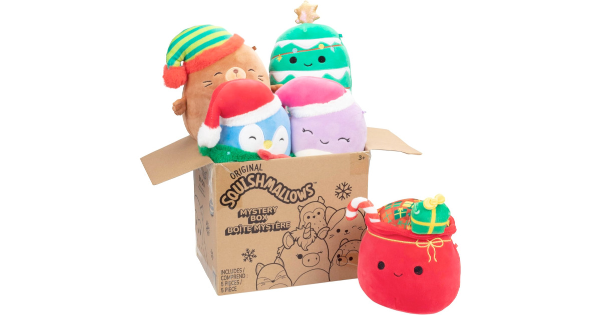 Amazon:Squishmallows 5″ Plush Christmas Mystery Box (5-Pack)只賣$39.95(只限Amazon Prime會員)