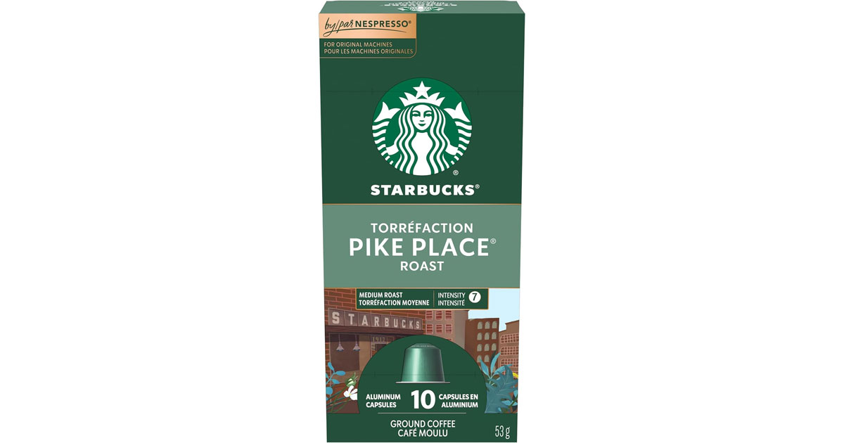 Amazon:Starbucks By Nespresso Pike Place (10 Nespresso Coffee Pods)只賣$7