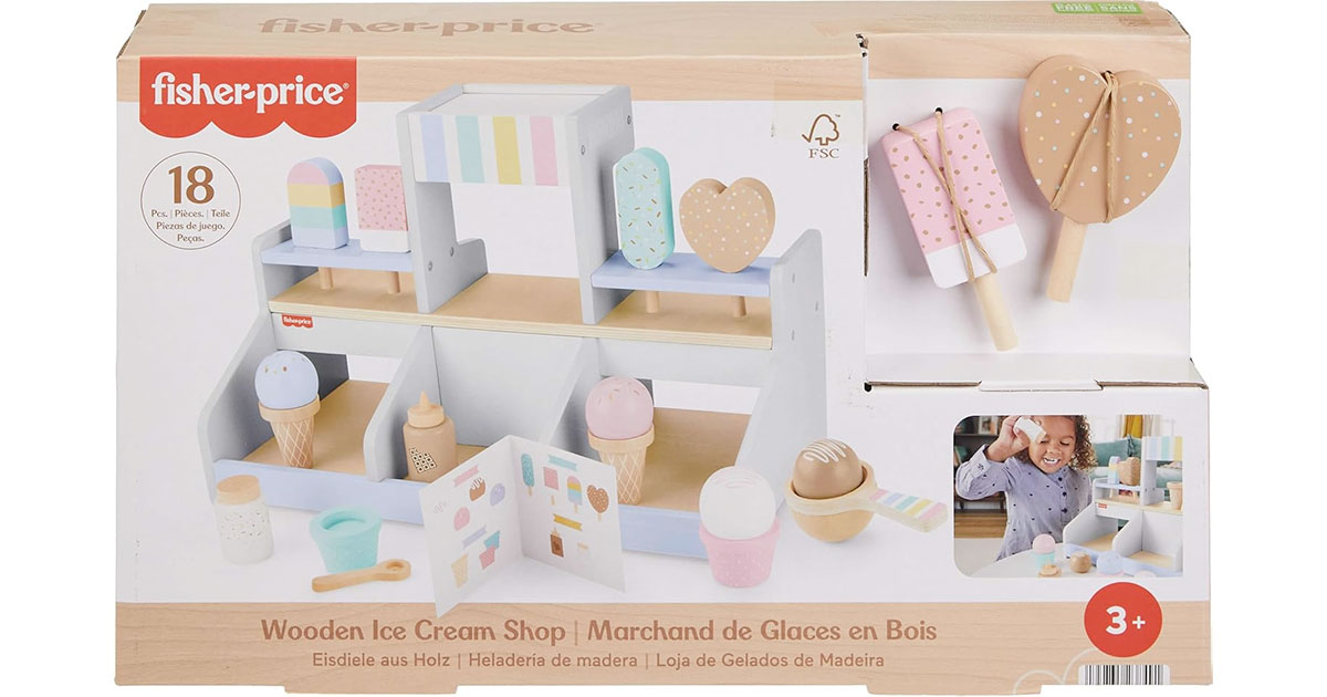 Amazon:Fisher-Price Wood Pretend Play Toy Ice Cream Shop Set只賣$39.97