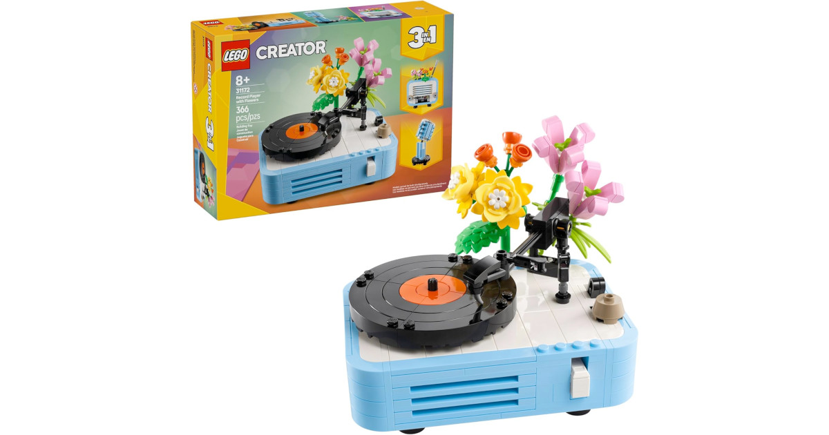 Amazon:LEGO Creator 3 in 1 Record Player with Flowers 31172 (366 pcs)只卖$29.99