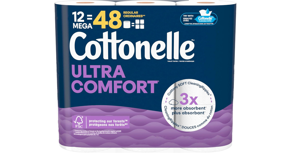 Amazon:兩個 Cottonelle Toilet Paper (12 Rolls)只賣$25.98