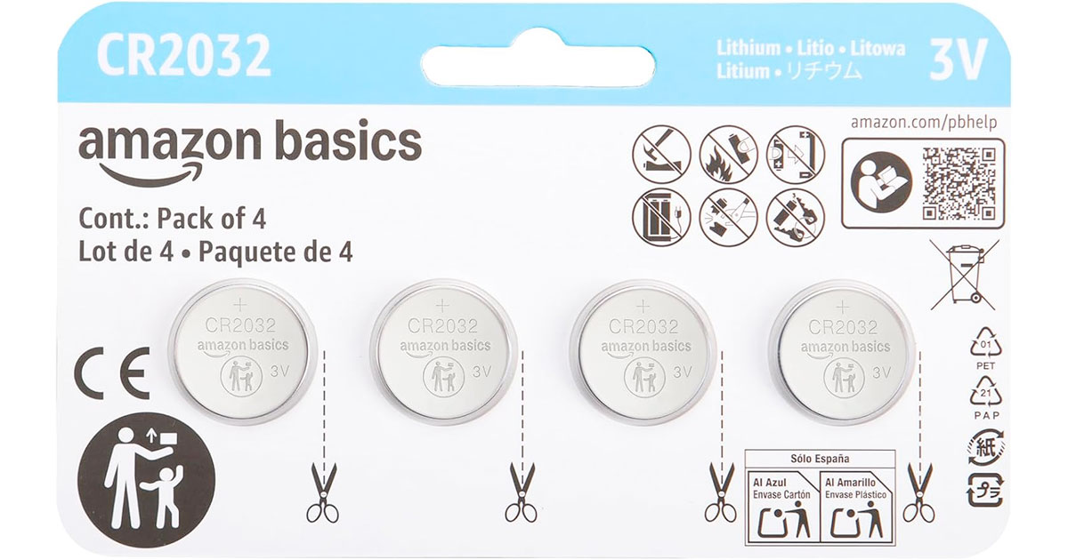 Amazon Basics CR2032 Lithium Batteries (4-Pack)只賣$5.99