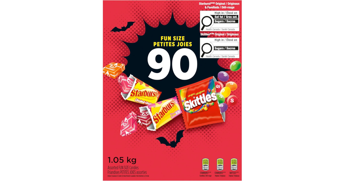 Amazon：Skittles and Starburst Halloween Fun Size Candies (90 count)只卖$12.97
