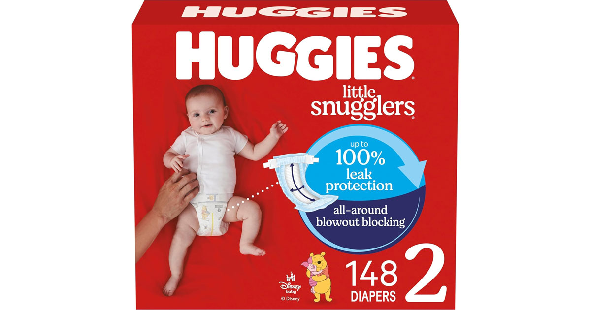 Amazon:Huggies Little Snugglers Baby Diapers (Size 2, 148 Count)只卖$34.97 + 购买Huggies指定产品满$80可获$20折扣优惠