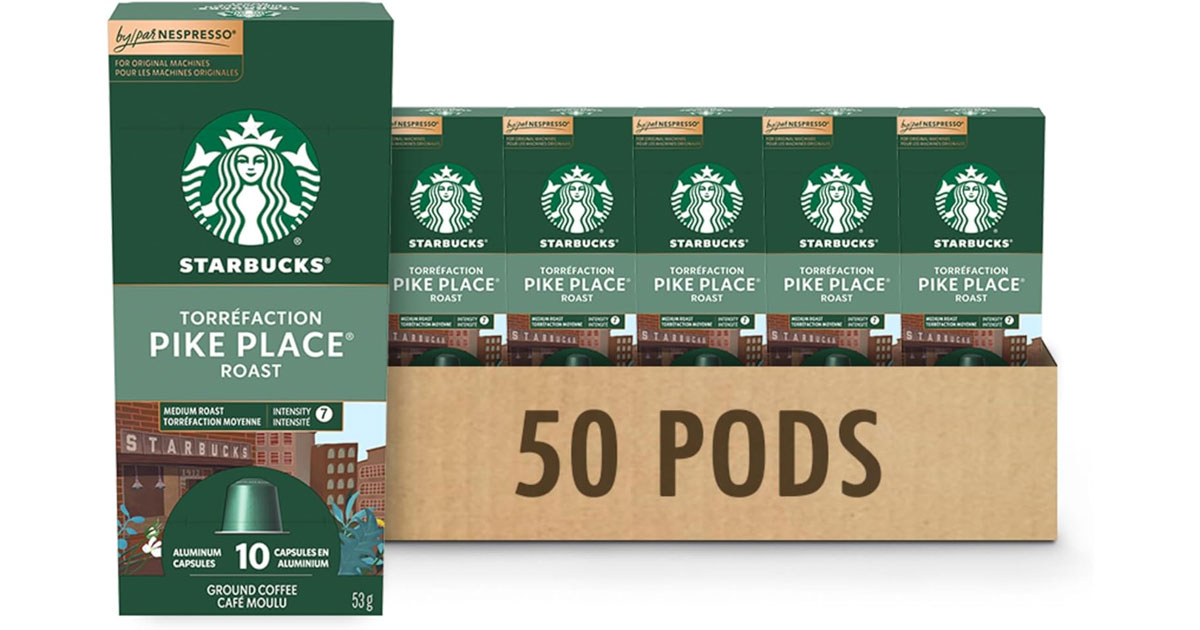 Amazon:Starbucks by Nespresso Pike Place (50 Nespresso Coffee Pods)只賣$34.83