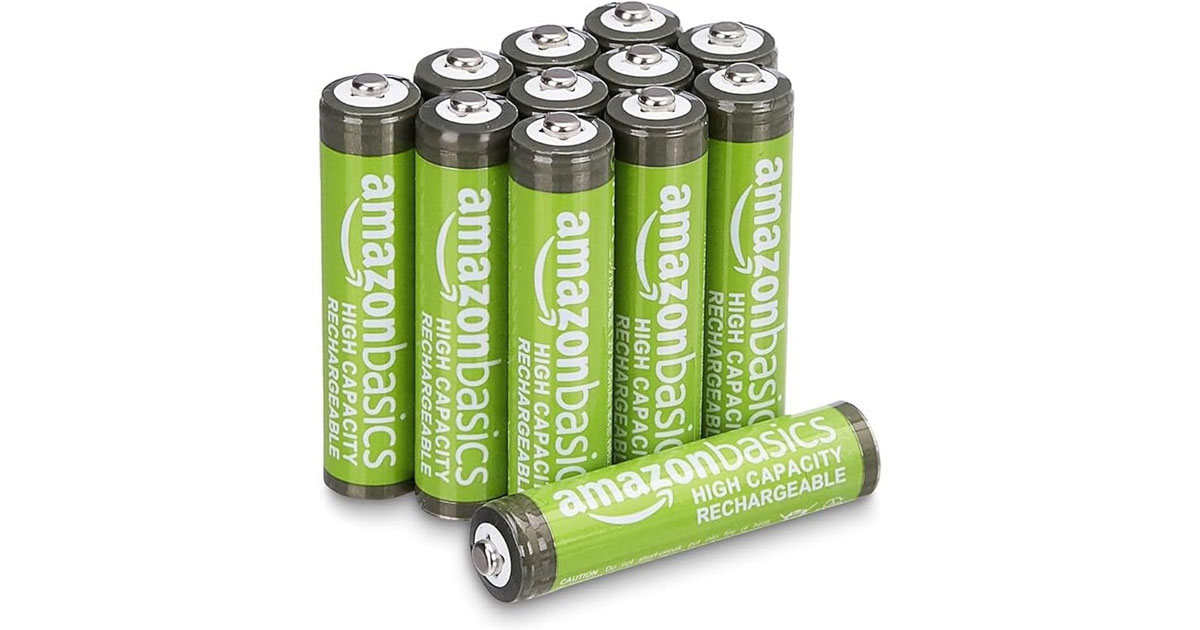 Amazon Basics 12-Pack Rechargeable AAA NiMH High-Capacity Batteries只卖$9.67