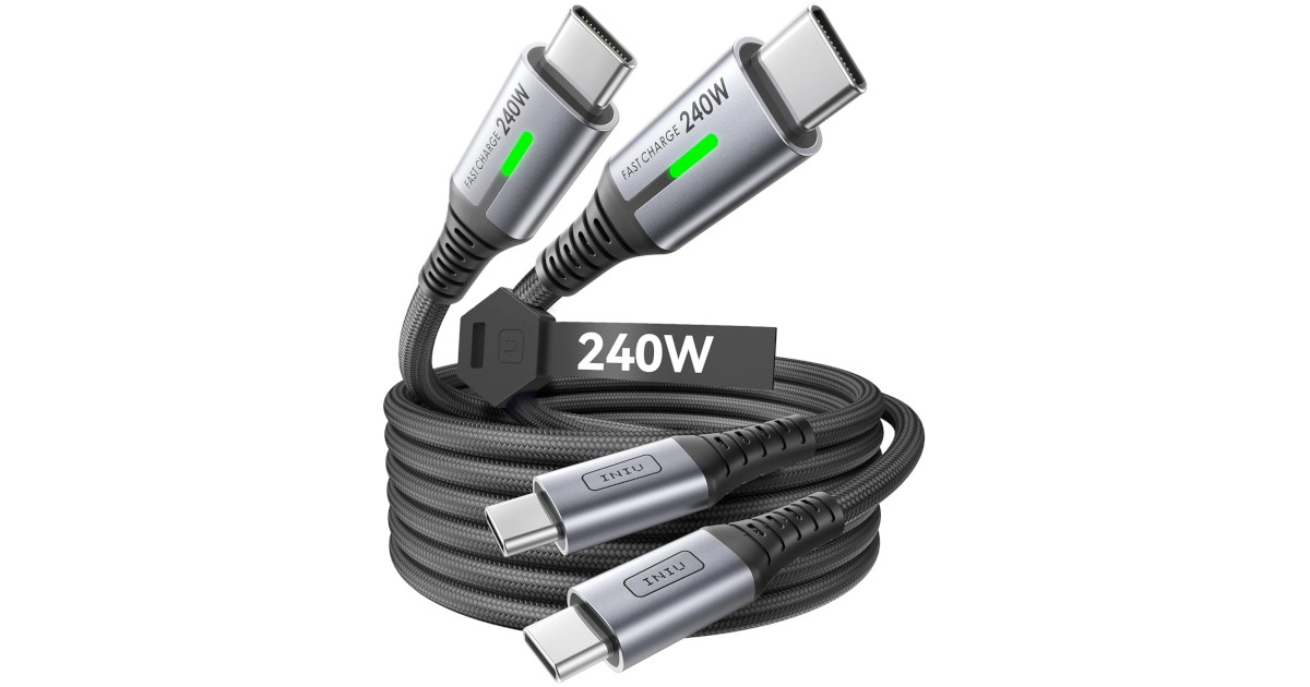 Amazon：INIU USB C to USB C Cable (2 Pack, 240W)只賣$8.15