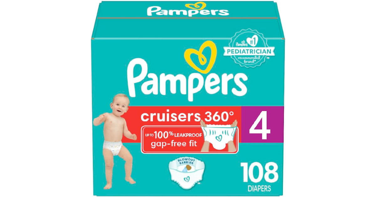 Amazon：Pampers Cruisers Size 4 (108 Count)只賣$24.97